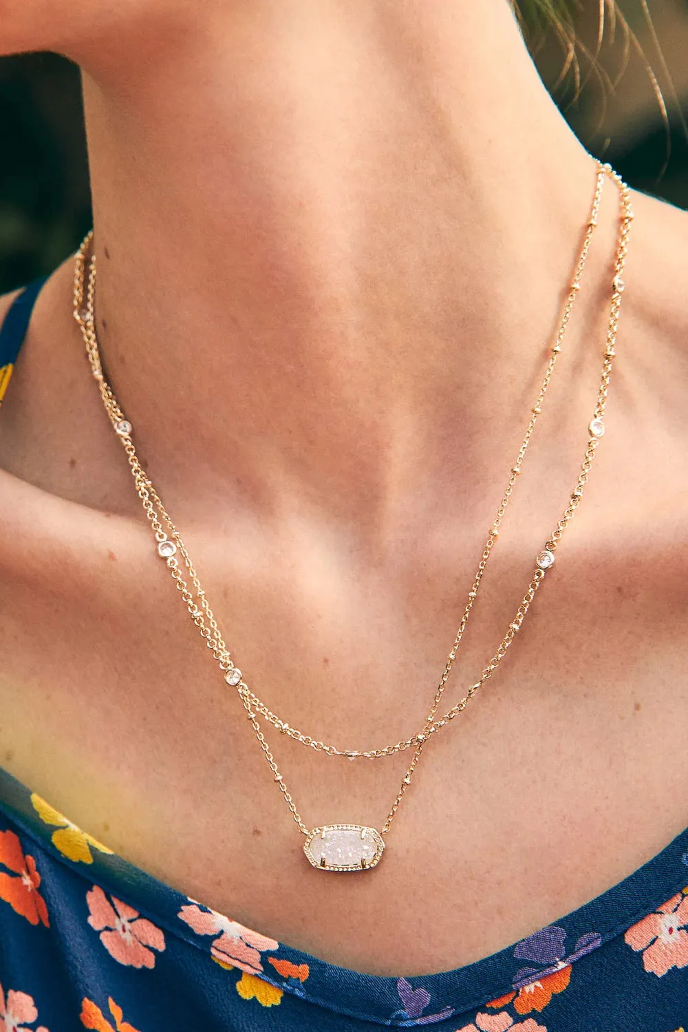 Kendra Scott: Elisa Gold Multi Strand Necklace - Iridescent Drusy