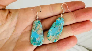 Kewa Pueblo Turquoise Earrings. Handmade Native American Earrings. Natural Stone Jewelry. 4027