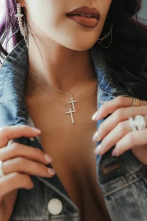 Khloe Duo .925 Sterling Silver Moissanite Cross Duo **READY TO SHIP**