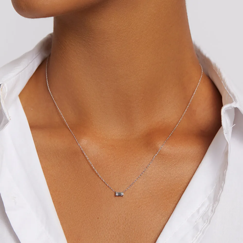 Laboratory-Grown Diamond 0.20ct Baguette Necklace in Silver