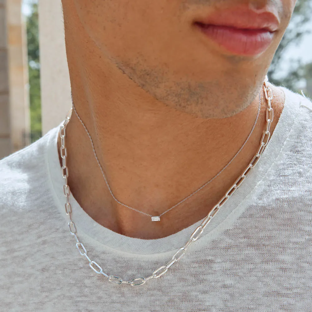 Laboratory-Grown Diamond 0.20ct Baguette Necklace in Silver