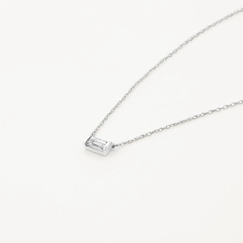 Laboratory-Grown Diamond 0.20ct Baguette Necklace in Silver