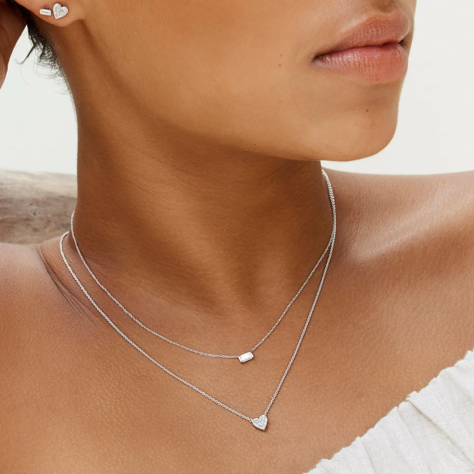 Laboratory-Grown Diamond 0.20ct Baguette Necklace in Silver