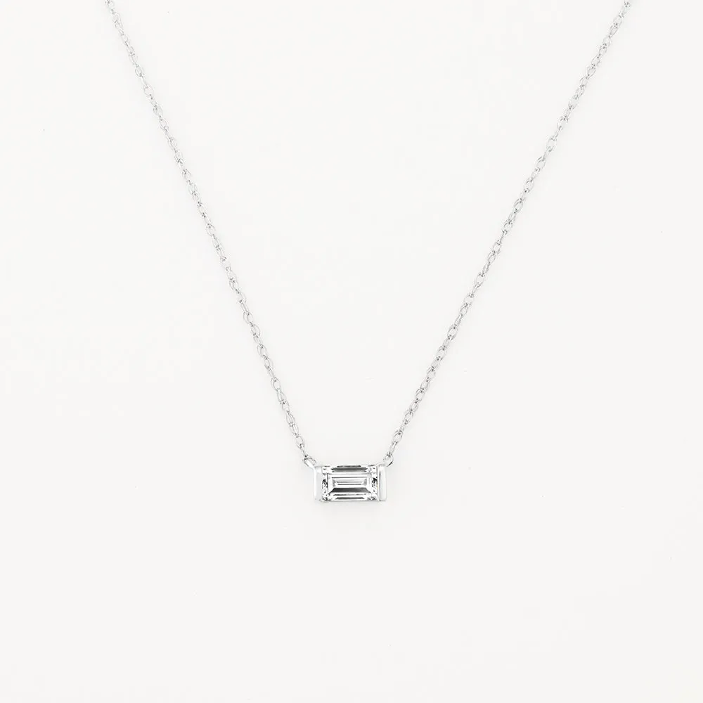 Laboratory-Grown Diamond 0.20ct Baguette Necklace in Silver