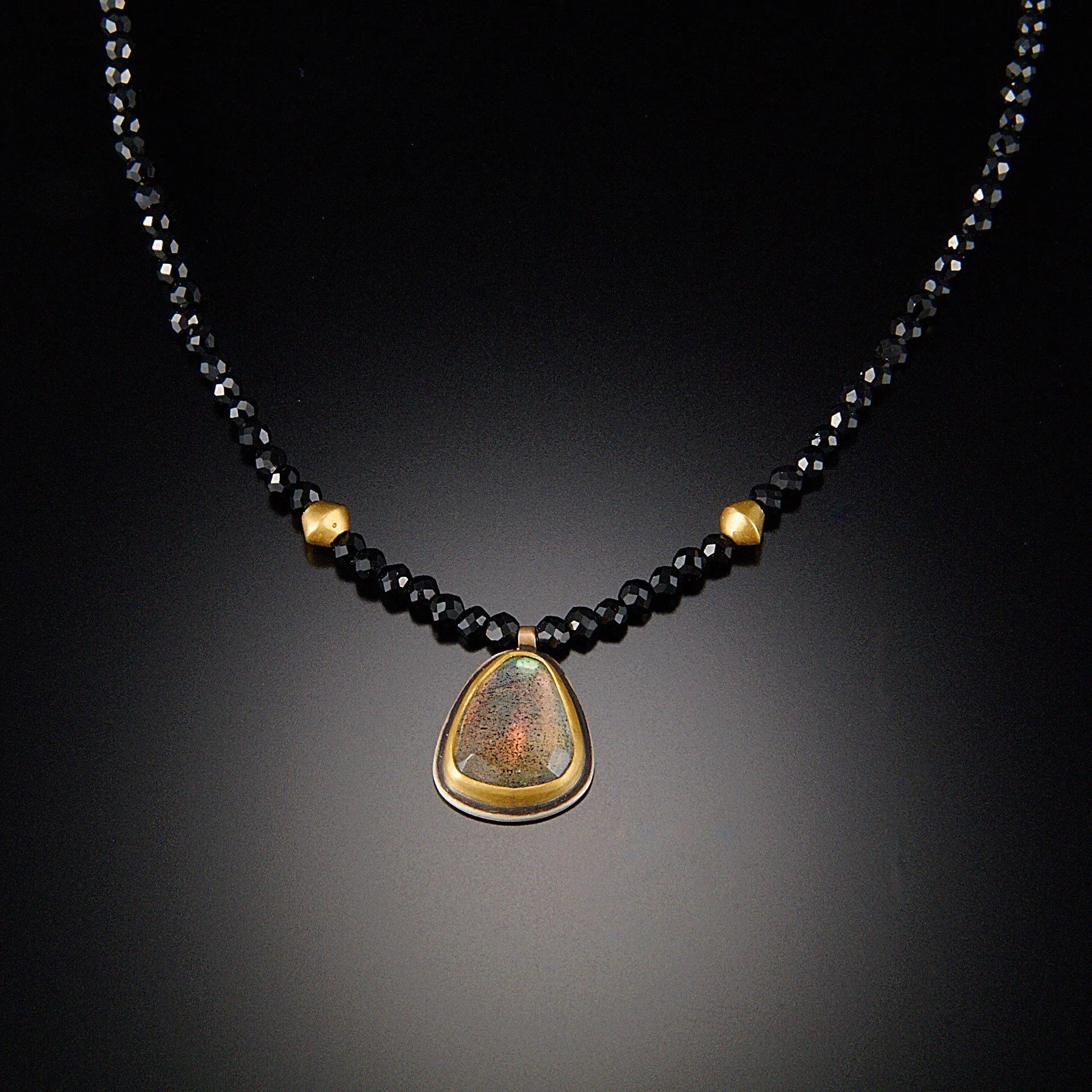 Labradorite and Black Spinel Beaded Necklace