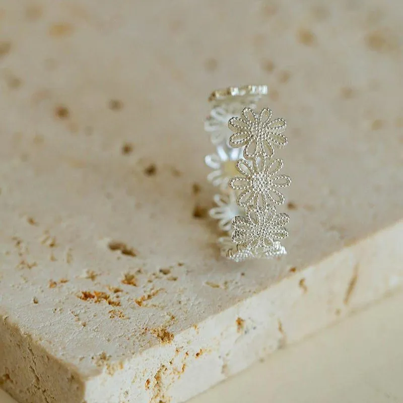 Lace Pattern Diamond Open Ring