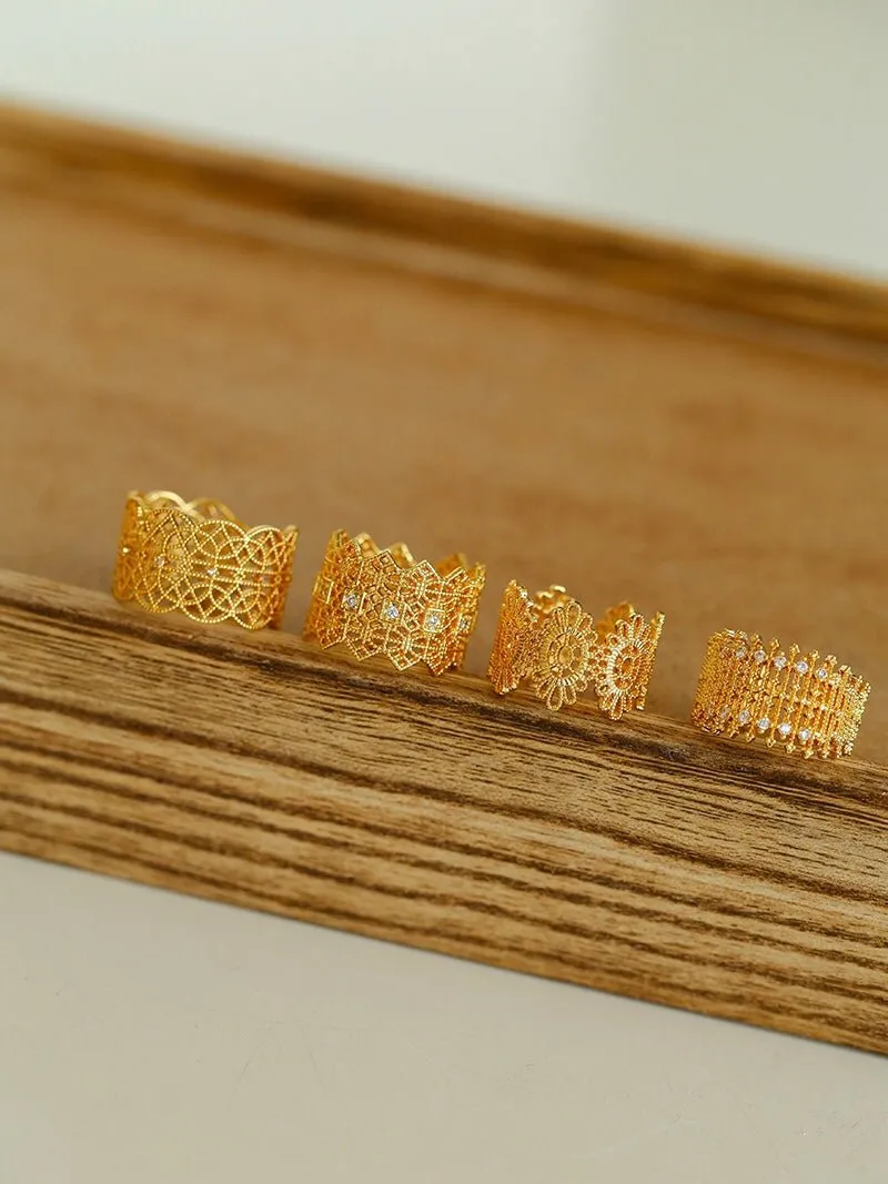 Lace Pattern Diamond Open Ring