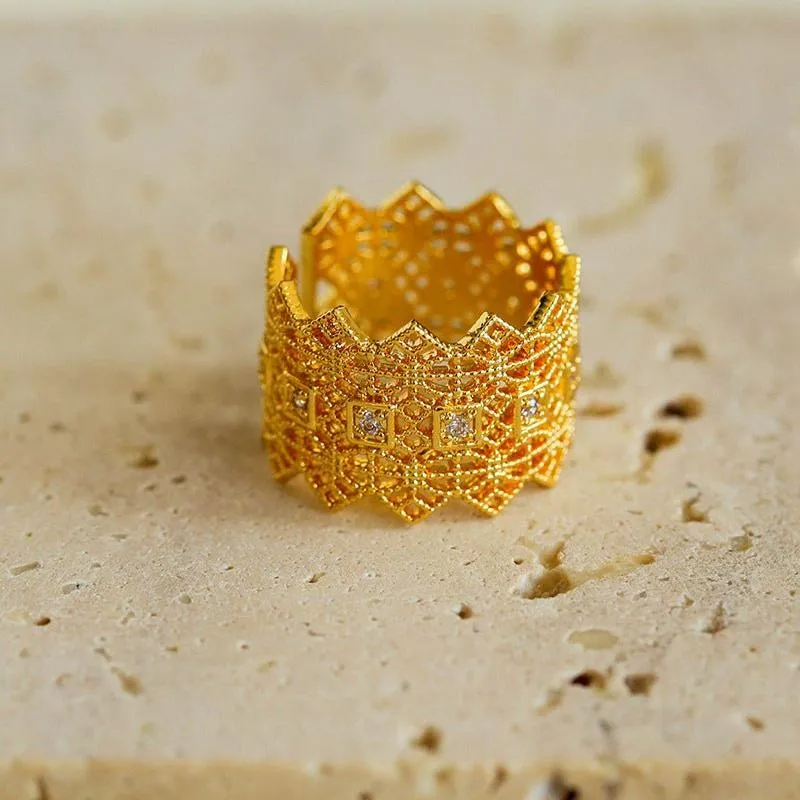 Lace Pattern Diamond Open Ring