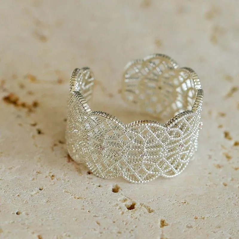 Lace Pattern Diamond Open Ring