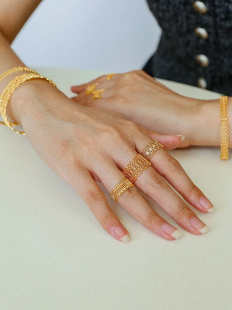 Lace Pattern Diamond Open Ring