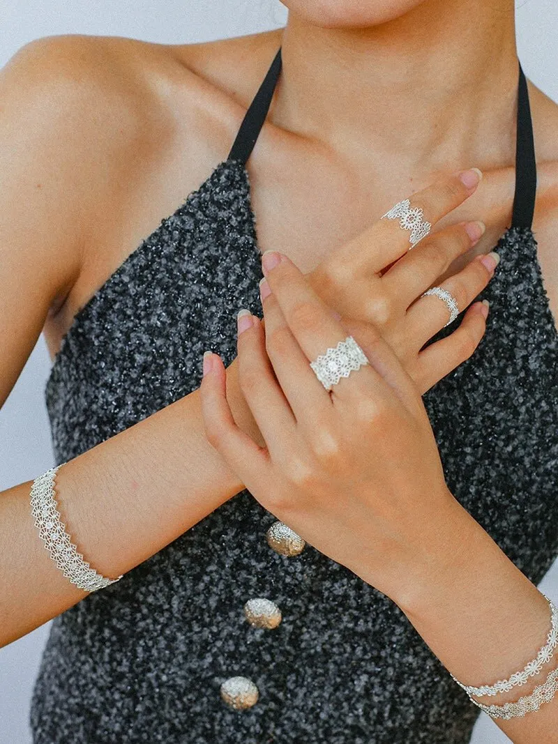 Lace Pattern Diamond Open Ring
