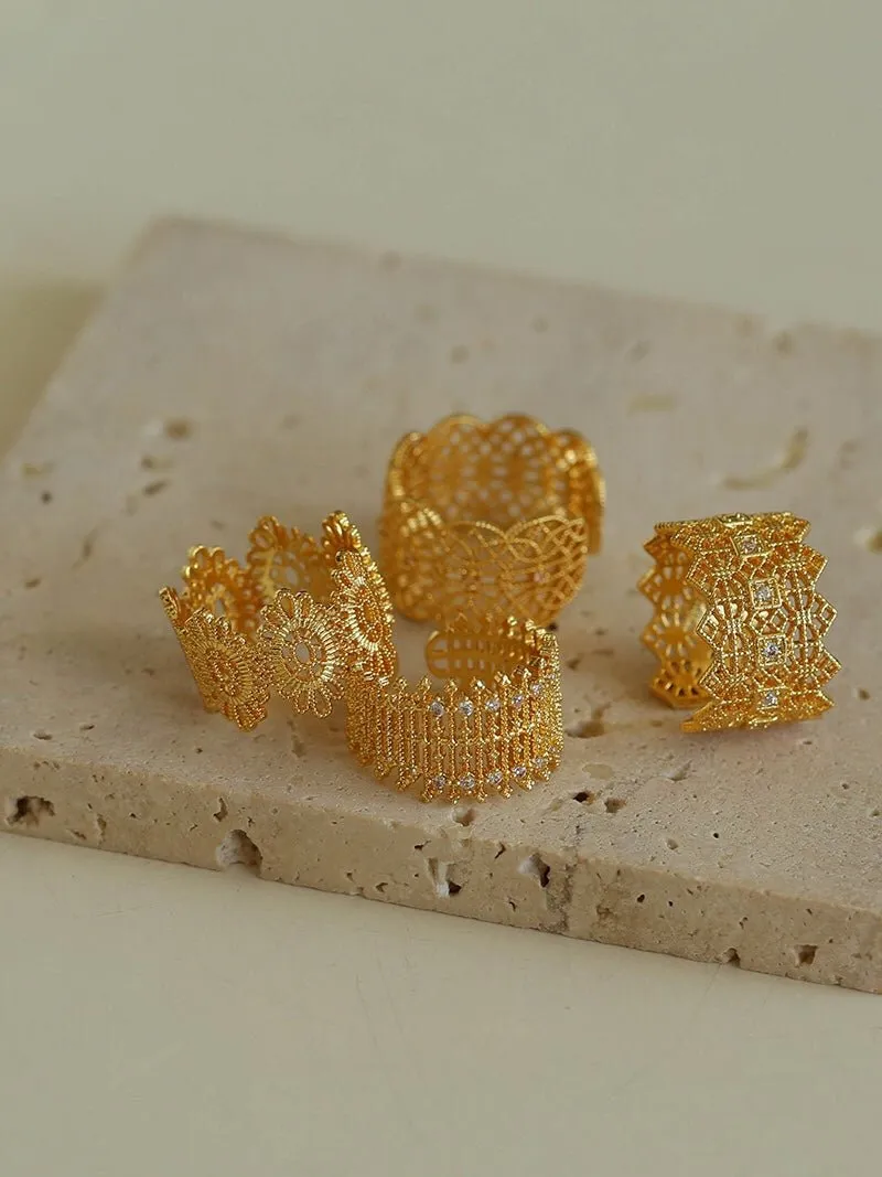 Lace Pattern Diamond Open Ring