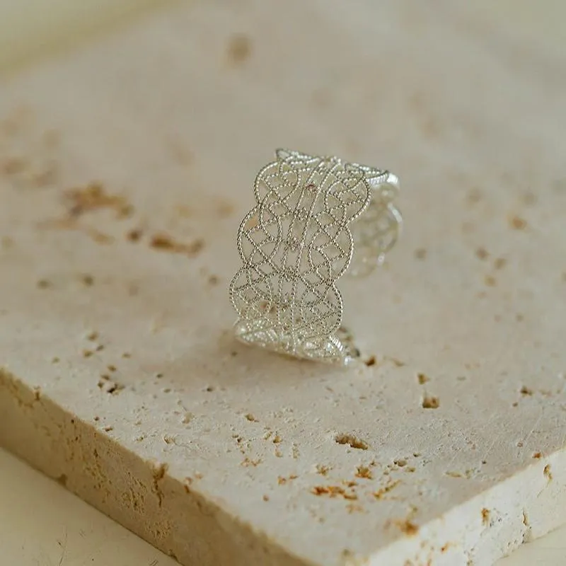 Lace Pattern Diamond Open Ring