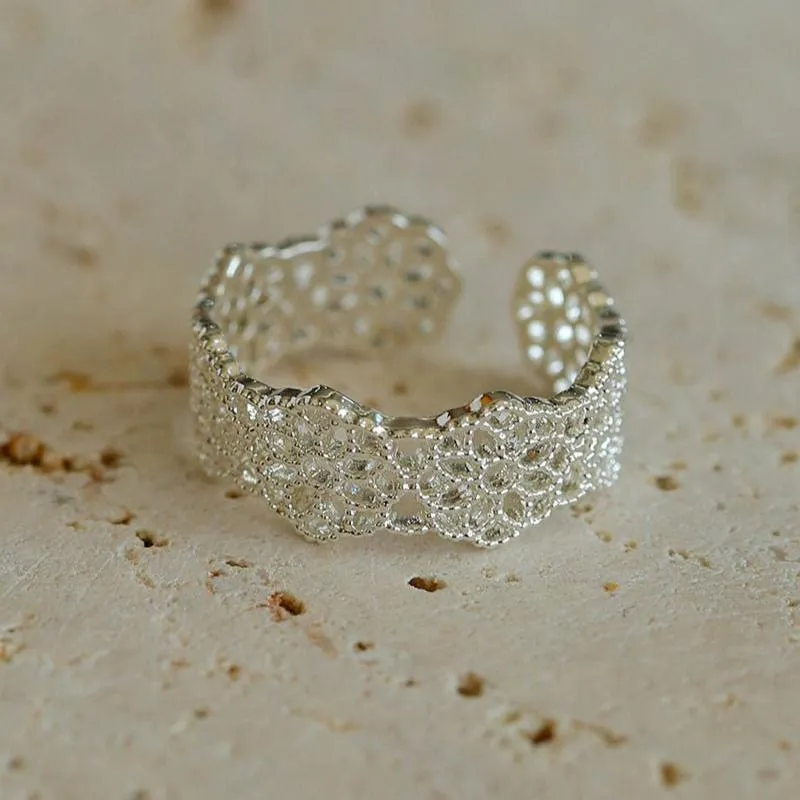Lace Pattern Diamond Open Ring