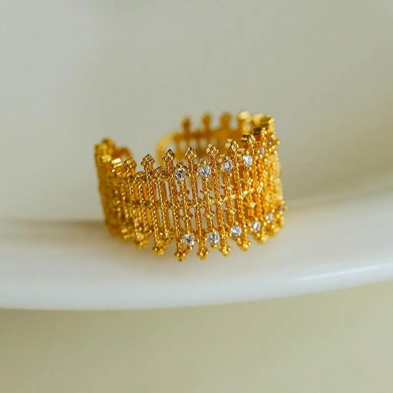 Lace Pattern Diamond Open Ring