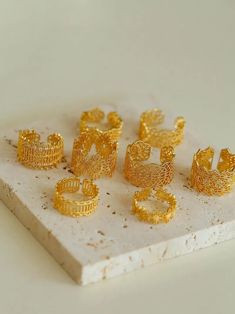 Lace Pattern Diamond Open Ring