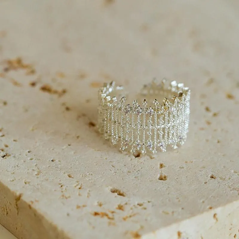 Lace Pattern Diamond Open Ring