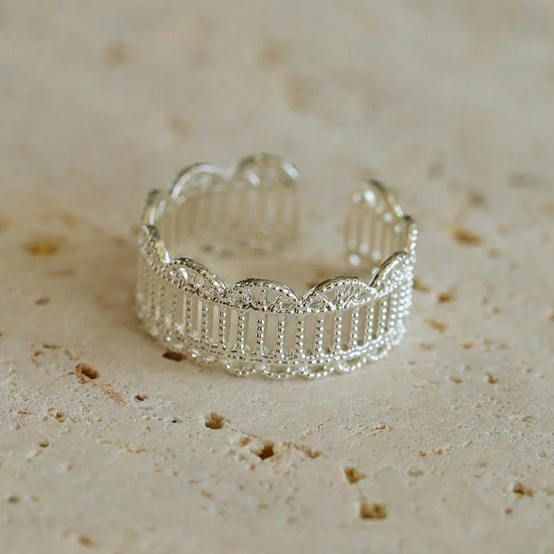 Lace Pattern Diamond Open Ring