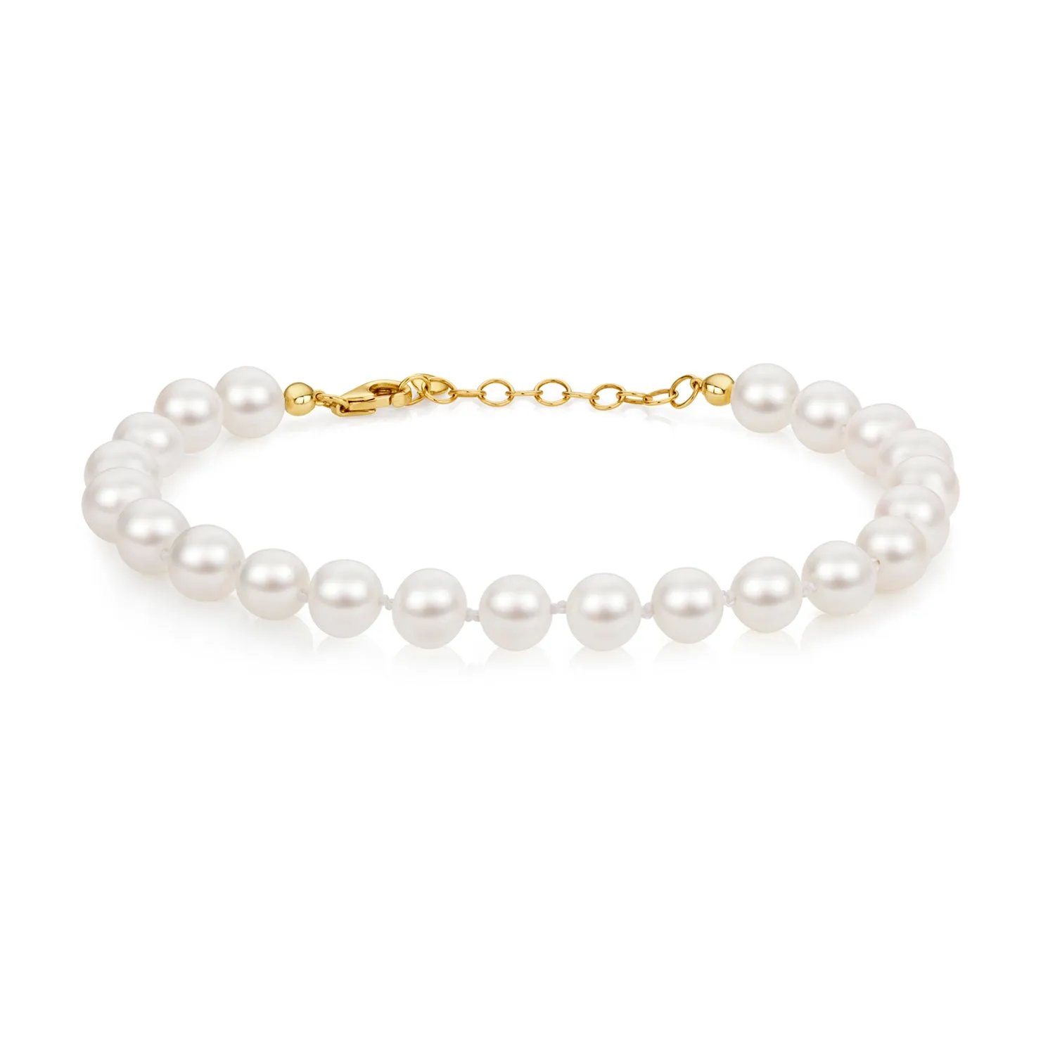 Lloyds 6mm Freshwater Pearl Bracelet - 9k Yellow Gold