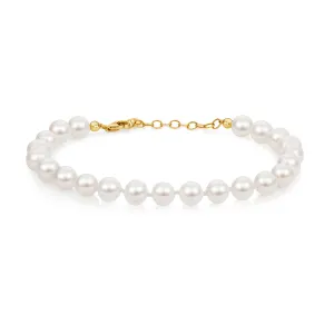 Lloyds 6mm Freshwater Pearl Bracelet - 9k Yellow Gold