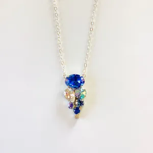 Long Cluster Necklace in Sapphire Champagne