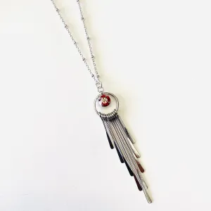 Long Metal Fringe Necklace in Scarlet Silver Patina