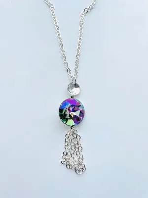 Long Tassel Statement Necklace in Iris
