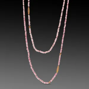 Long Tourmaline Necklace with Mixed Gold Beads