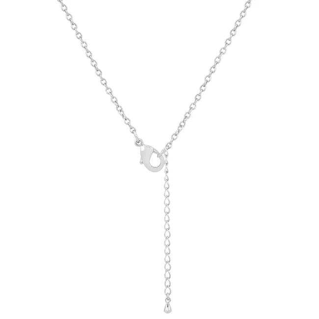 LOVCIA Chrisalee Rhodium-Plated Classic Drop Necklace with 3.2ct Ruby CZ