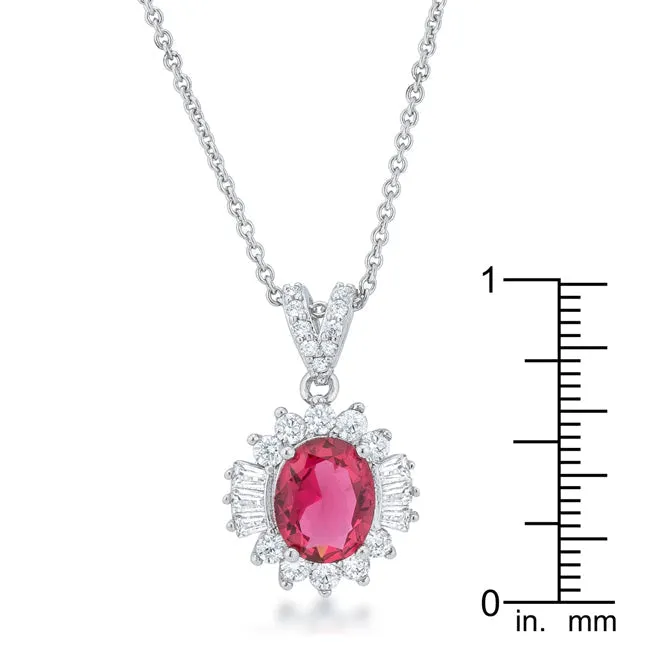 LOVCIA Chrisalee Rhodium-Plated Classic Drop Necklace with 3.2ct Ruby CZ