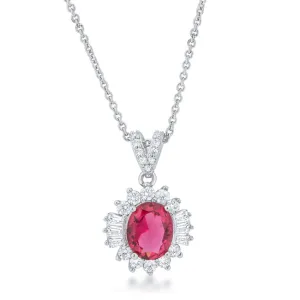LOVCIA Chrisalee Rhodium-Plated Classic Drop Necklace with 3.2ct Ruby CZ