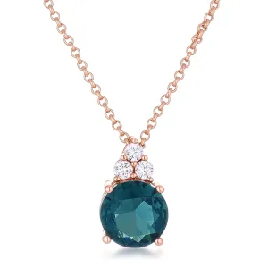 LOVCIA Elegant Rose Gold Plated Peacock Green CZ Pendant with White Accents