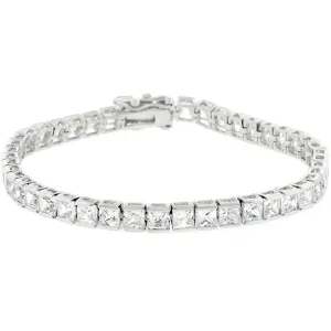 LOVCIA Sparkling Princess Cut Zirconia Rhodium Tennis Bracelet