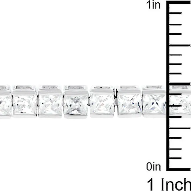 LOVCIA Sparkling Princess Cut Zirconia Rhodium Tennis Bracelet