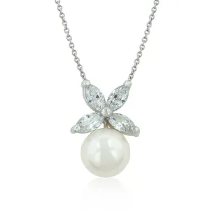LOVCIA White Pearl Butterfly Pendant with Platinum Luster