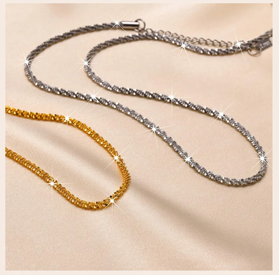 Luxury Twist Gold Silver Color Shiny Glossy Chain Choker Necklace