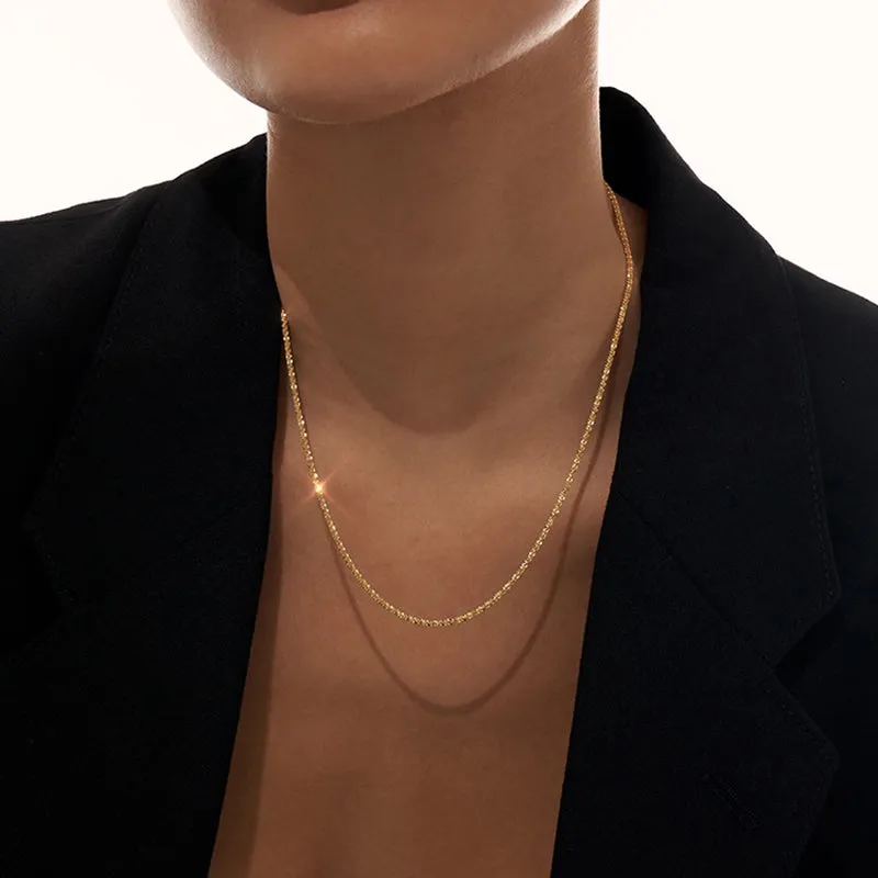 Luxury Twist Gold Silver Color Shiny Glossy Chain Choker Necklace