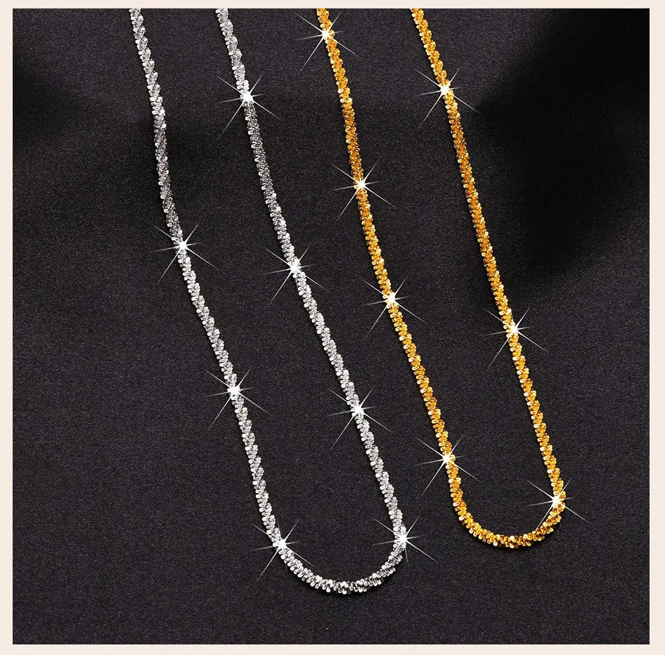 Luxury Twist Gold Silver Color Shiny Glossy Chain Choker Necklace