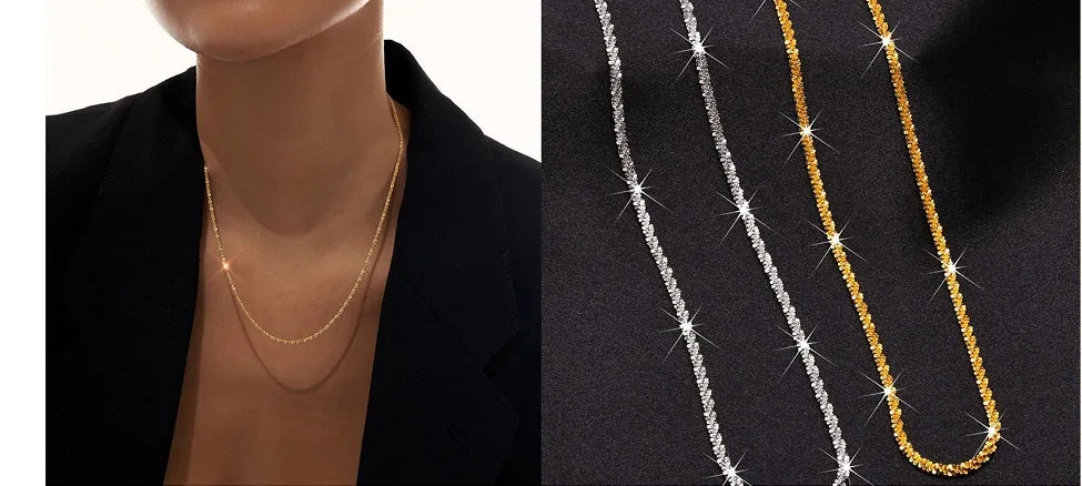 Luxury Twist Gold Silver Color Shiny Glossy Chain Choker Necklace