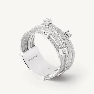 Marco Bicego Goa 18k White Gold Diamond Ring 5 Strand