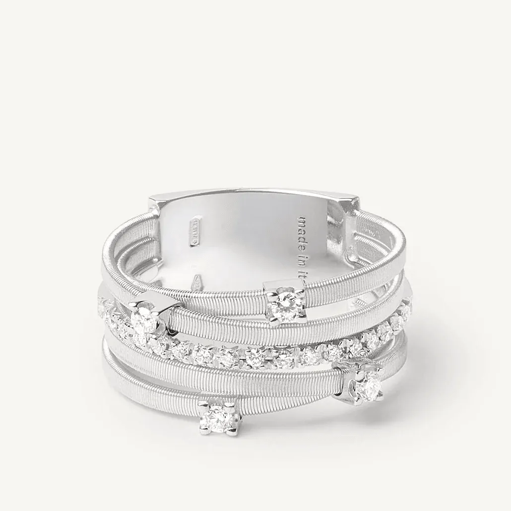 Marco Bicego Goa 18k White Gold Diamond Ring 5 Strand