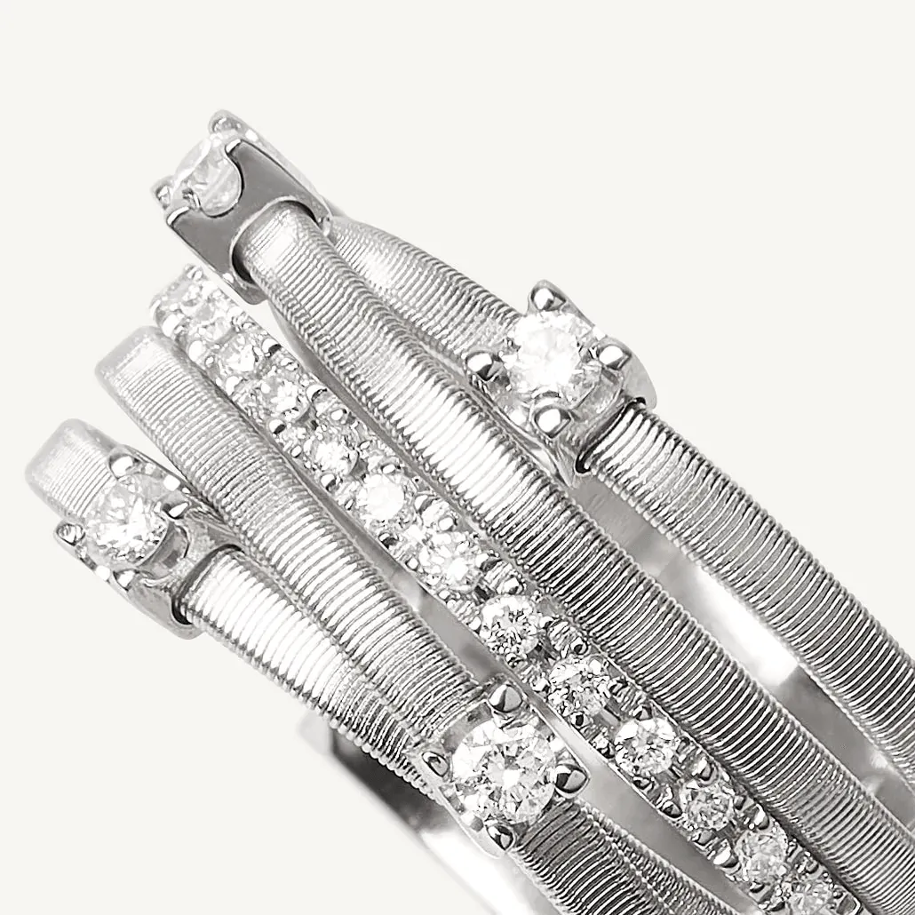 Marco Bicego Goa 18k White Gold Diamond Ring 5 Strand