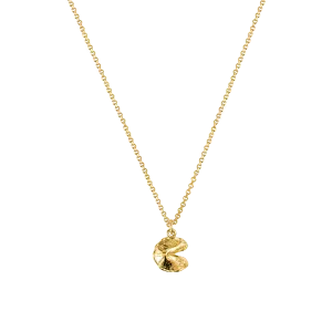 Mini Fortune Cookie Necklace in Gold