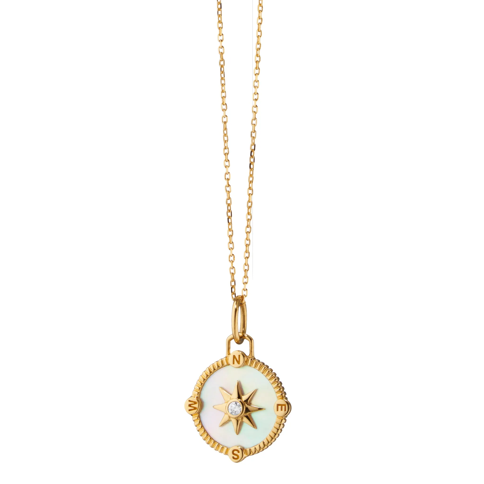 Mother of Pearl Mini "Adventure" Compass Charm