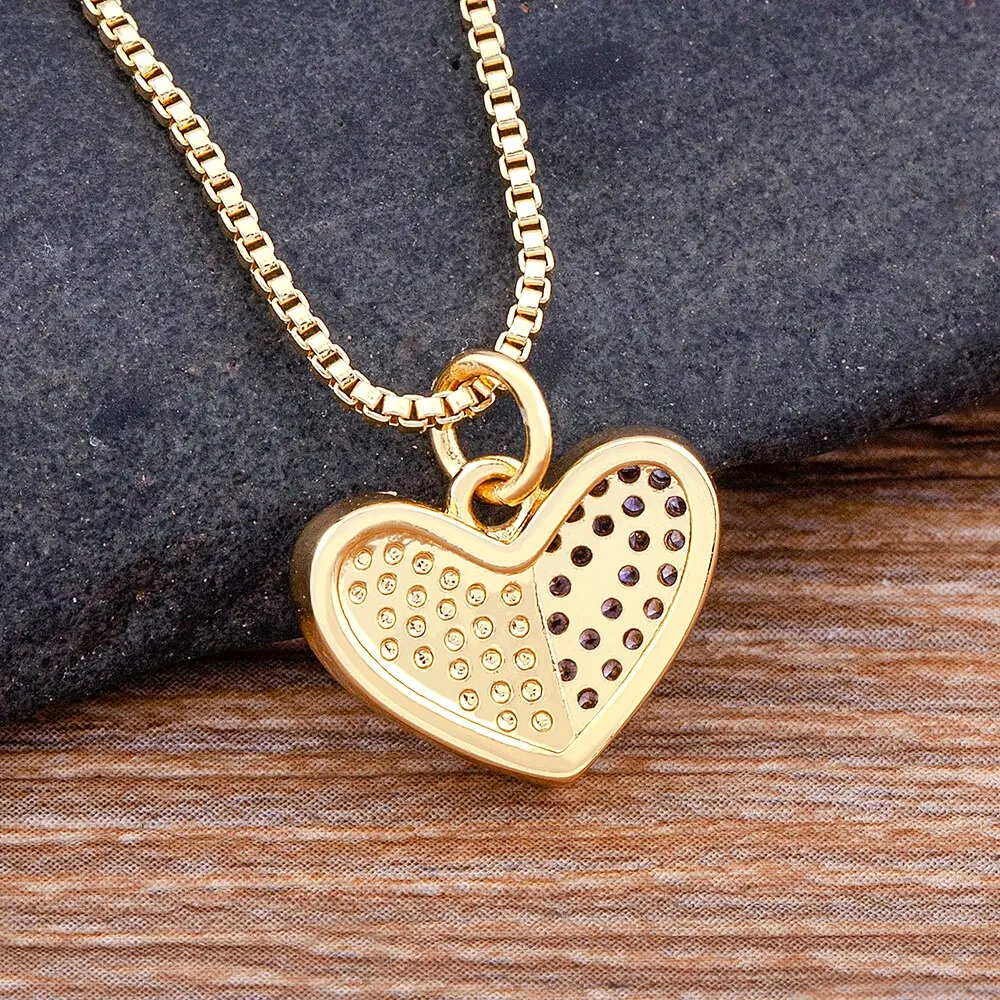 New Design Romantic Heart-Shaped Shiny Pink Shell Crystal Zircon Pendant