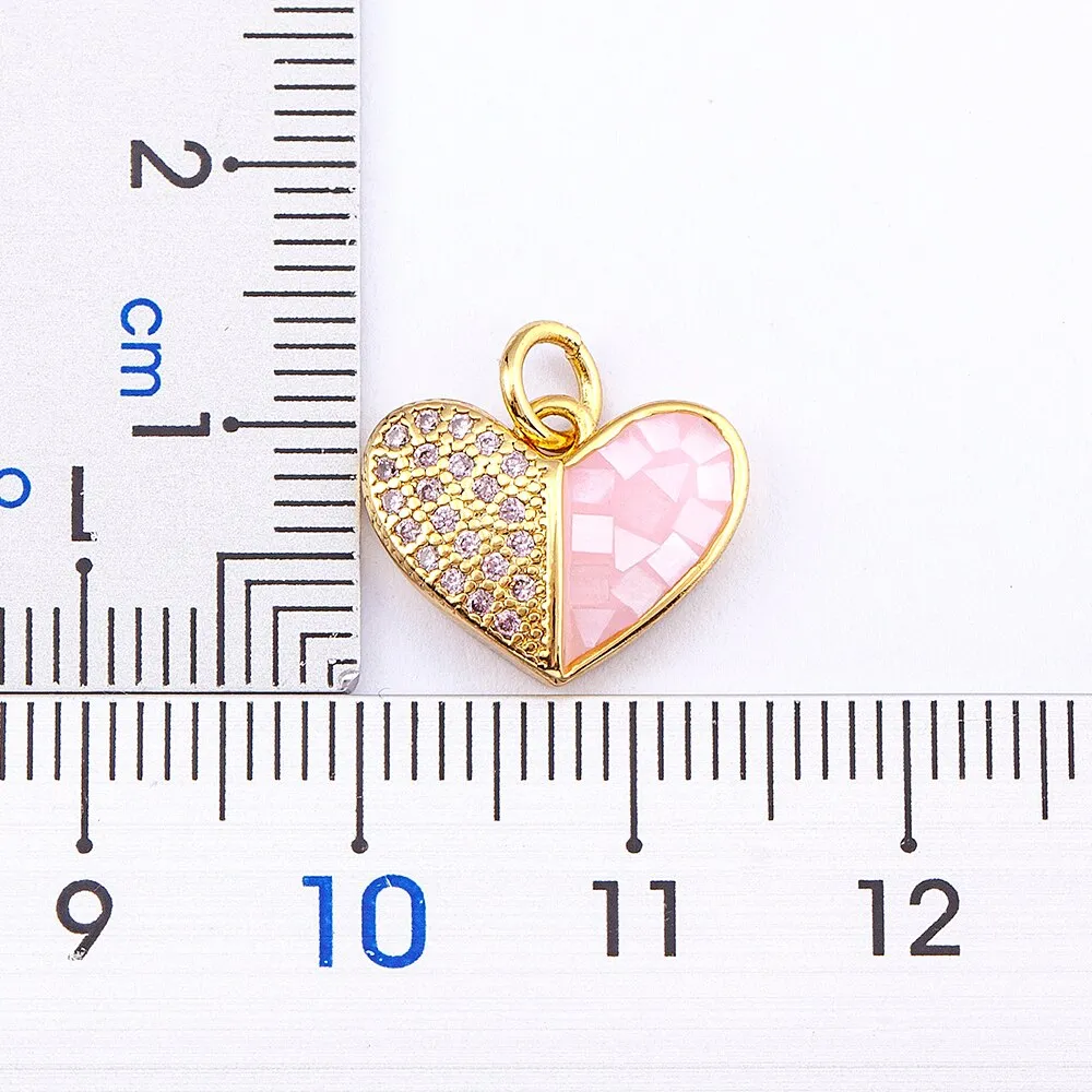 New Design Romantic Heart-Shaped Shiny Pink Shell Crystal Zircon Pendant