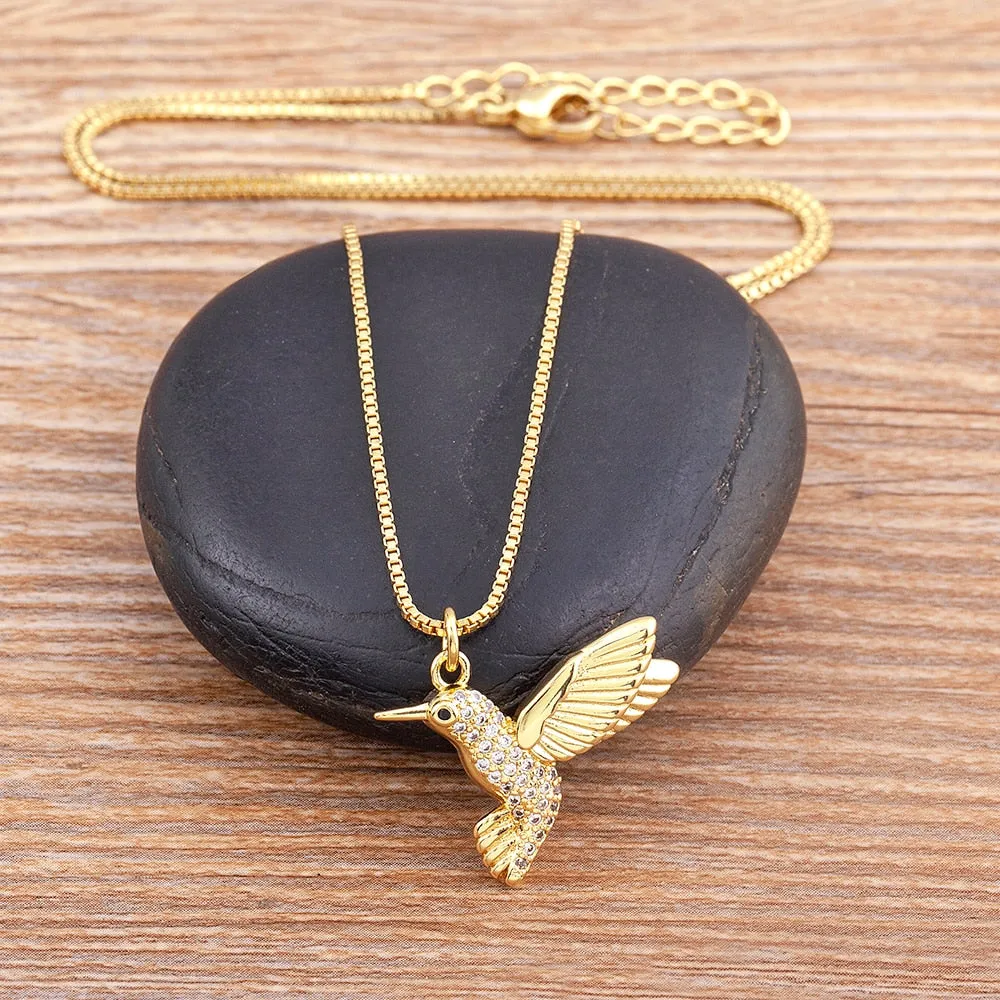 New Punk Style Cute Animal Bird Shape Shiny Crystal Zircon Pendant