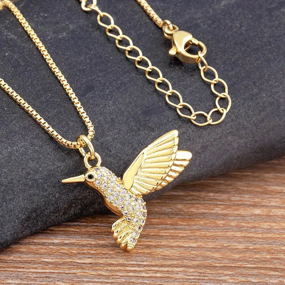 New Punk Style Cute Animal Bird Shape Shiny Crystal Zircon Pendant