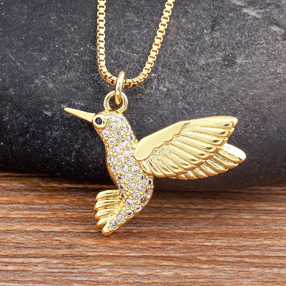 New Punk Style Cute Animal Bird Shape Shiny Crystal Zircon Pendant