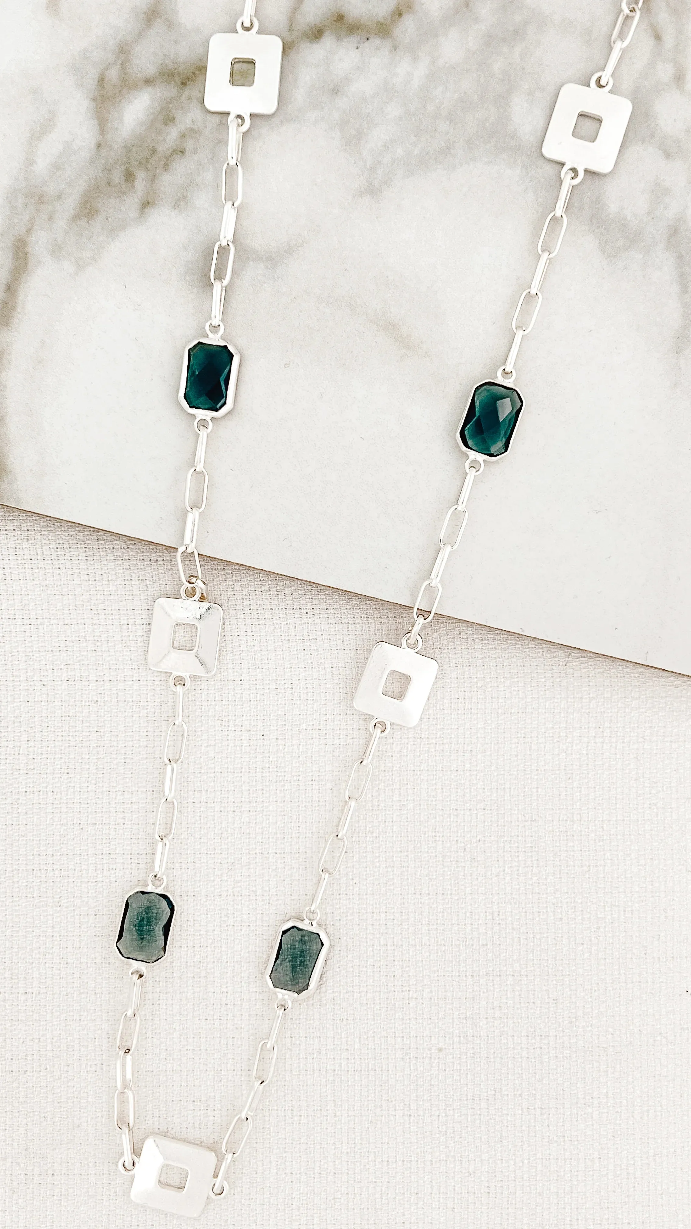 Olivia Gem Necklace Silver